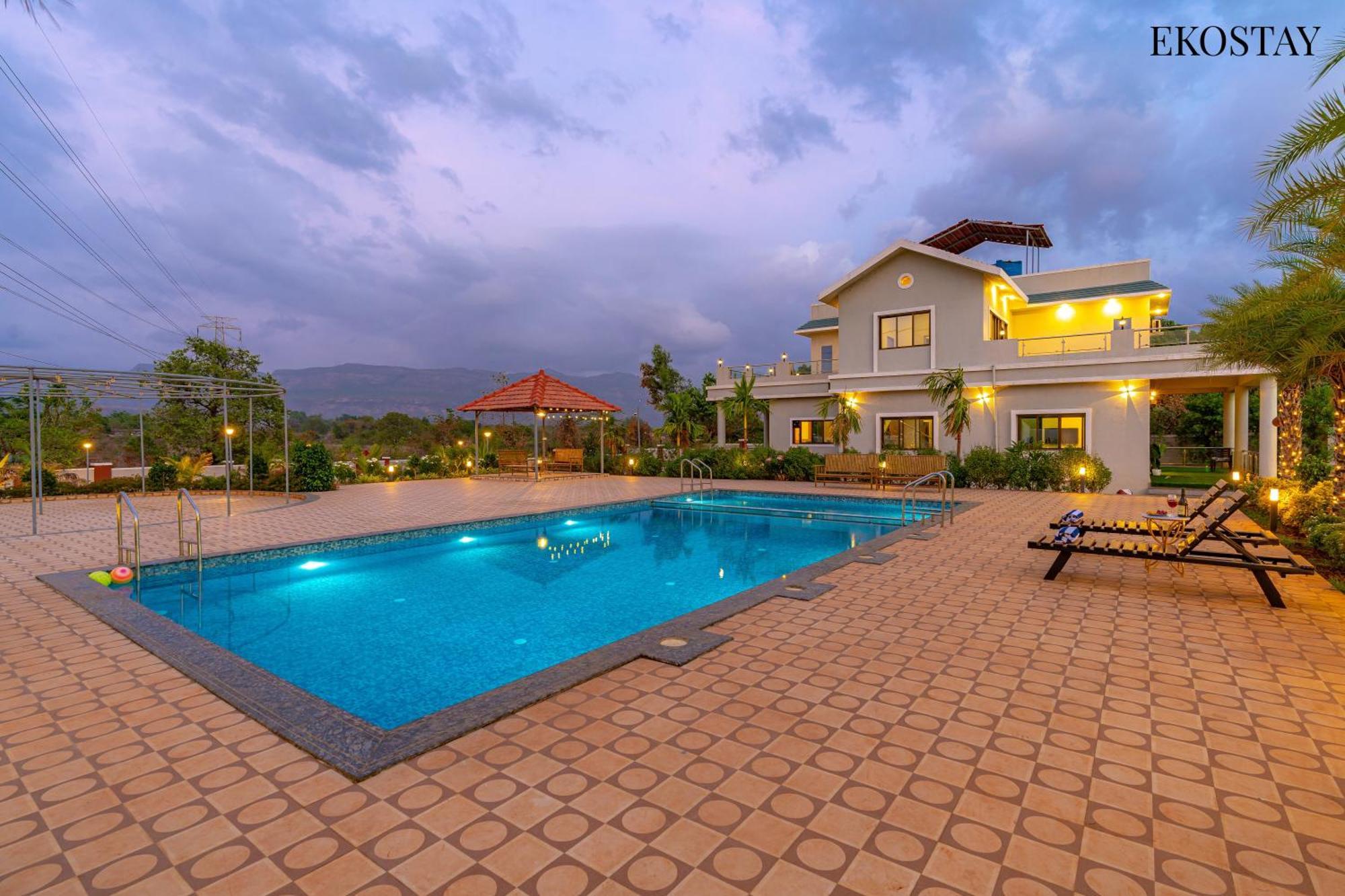 Ekostay Gold Palm Estate I Cricket Turf I Rain Dance I 2 Acre Property Карджат Экстерьер фото